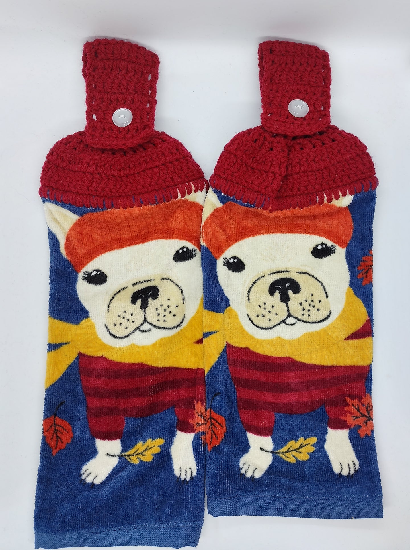 Fall Pug Dog Hanging Kitchen Towel Set