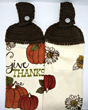 Load image into Gallery viewer, Autumn Fall Give Thanks Pumpkin Thanksgiving Hanging Kitchen Towel Set