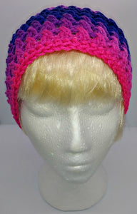 Teen Ladies Messy Bun Hat Flamenco Stripes Pinks & Purples