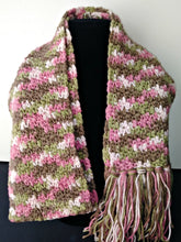 Load image into Gallery viewer, Pink Camo Variegated Winter Teen Ladies Scarf with Fringe
