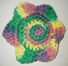 Load image into Gallery viewer, Flower Kitchen Durable Dish Pot Scrubbies 4&quot; x 4&quot; Yellow Rose Teal Green Dark Purple