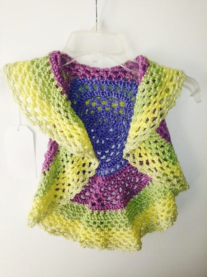 Girls Ring Around The Rosie Vest Size 4T Macroon Yellow Greens Circle Vest