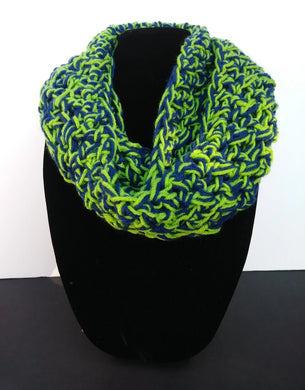 Navy Blue Green Team Spirit Winter Infinity Scarf Cowl